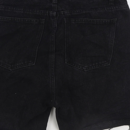 PRETTYLITTLETHING Womens Black Cotton Bermuda Shorts Size 10 L5 in Regular Zip