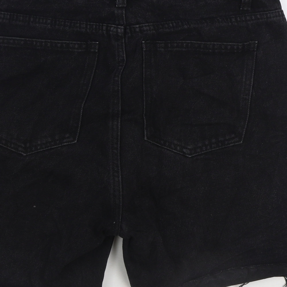 PRETTYLITTLETHING Womens Black Cotton Bermuda Shorts Size 10 L5 in Regular Zip