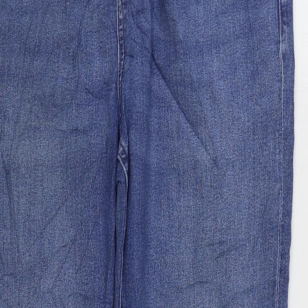 Marks and Spencer Womens Blue Cotton Straight Jeans Size 14 L27 in Regular Zip