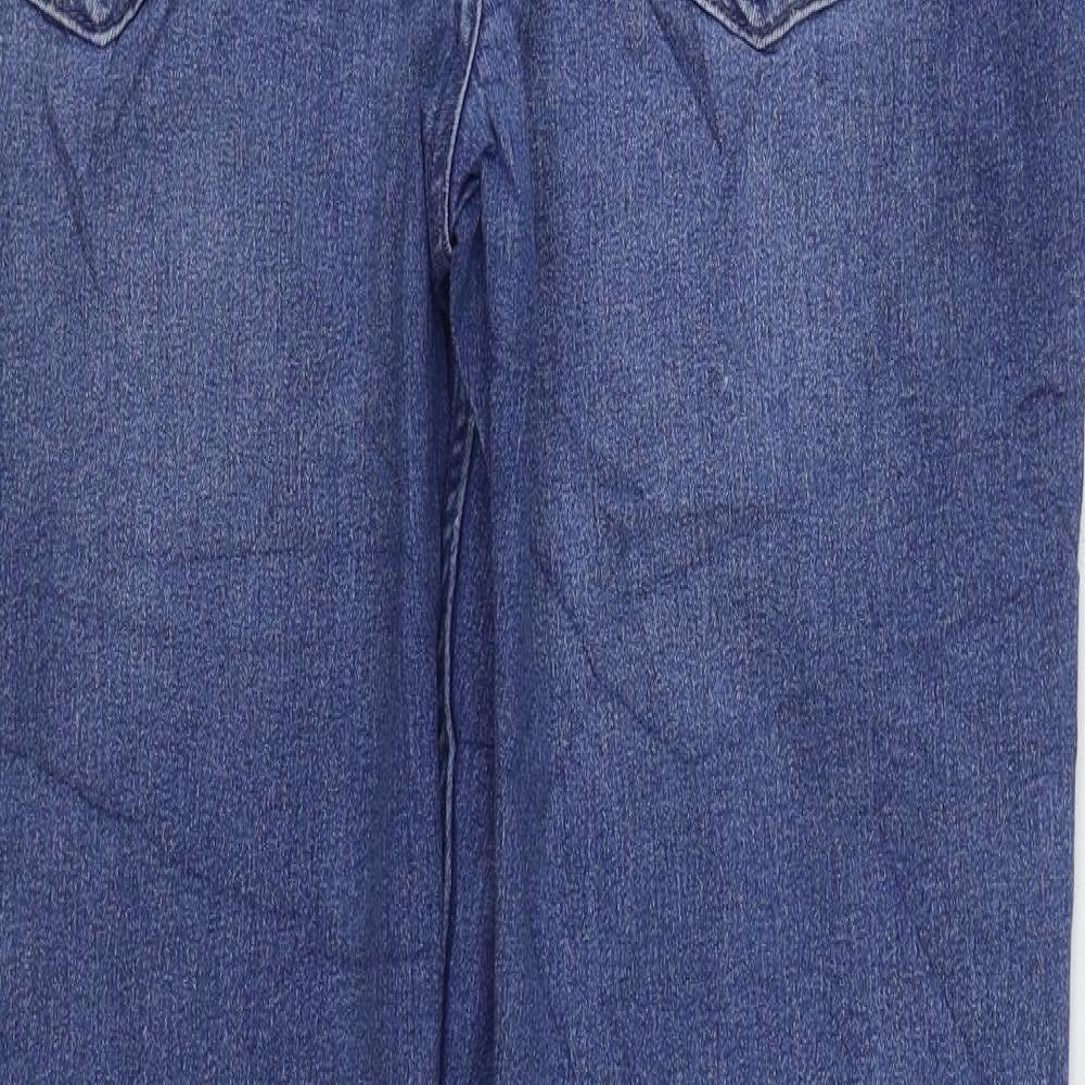 Marks and Spencer Womens Blue Cotton Straight Jeans Size 14 L27 in Regular Zip