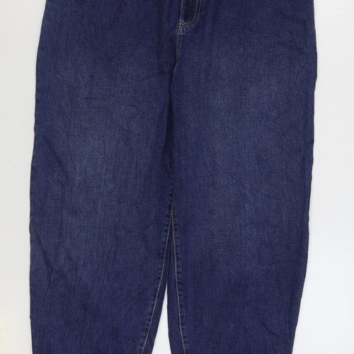 Marks and Spencer Womens Blue Cotton Tapered Jeans Size 18 L27 in Regular Zip