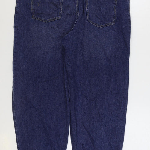 Marks and Spencer Womens Blue Cotton Tapered Jeans Size 18 L27 in Regular Zip