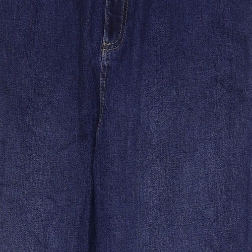 Marks and Spencer Womens Blue Cotton Tapered Jeans Size 18 L27 in Regular Zip
