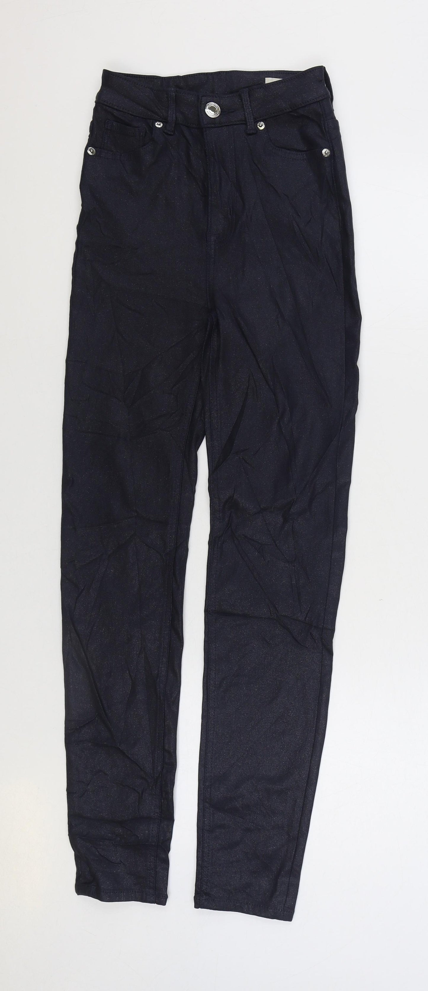 Marks and Spencer Womens Blue Viscose Skinny Jeans Size 6 L28 in Regular Zip