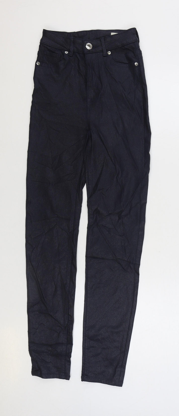 Marks and Spencer Womens Blue Viscose Skinny Jeans Size 6 L28 in Regular Zip