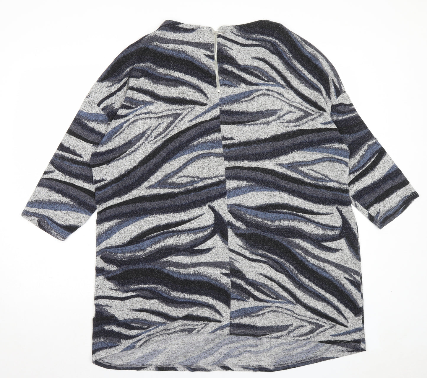 Principles Womens Grey Animal Print Polyester A-Line Size 20 Scoop Neck Zip