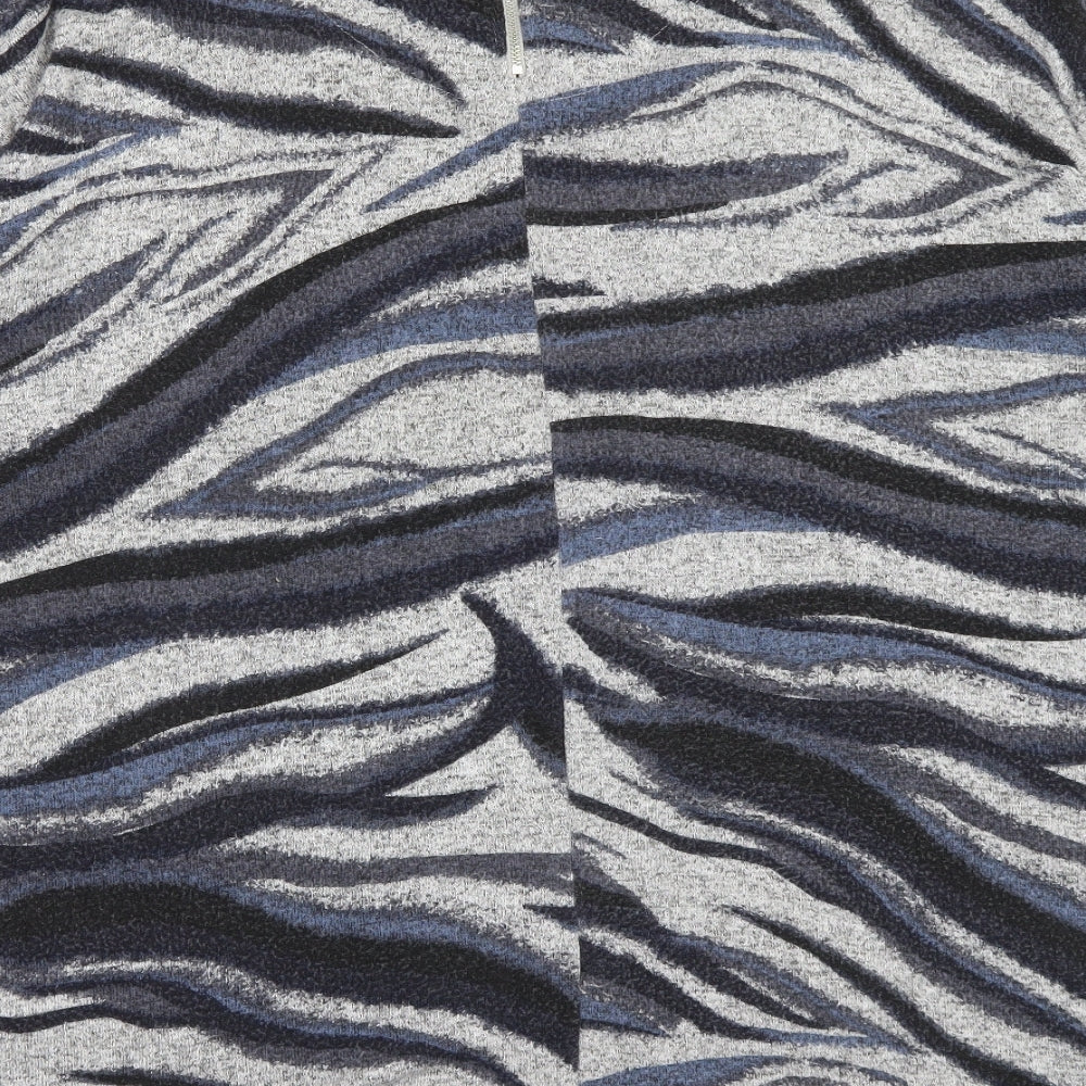 Principles Womens Grey Animal Print Polyester A-Line Size 20 Scoop Neck Zip