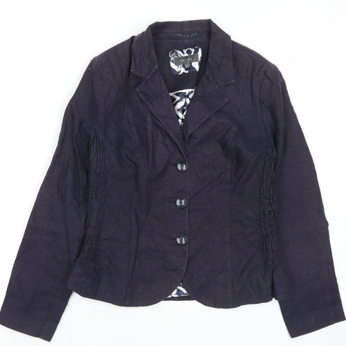 Per Una Womens Blue Jacket Blazer Size 16 Button