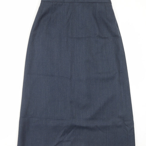 Preworn Womens Blue Wool A-Line Skirt Size 28 in Hook & Eye