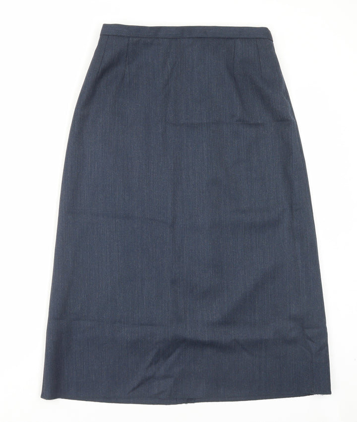 Preworn Womens Blue Wool A-Line Skirt Size 28 in Hook & Eye