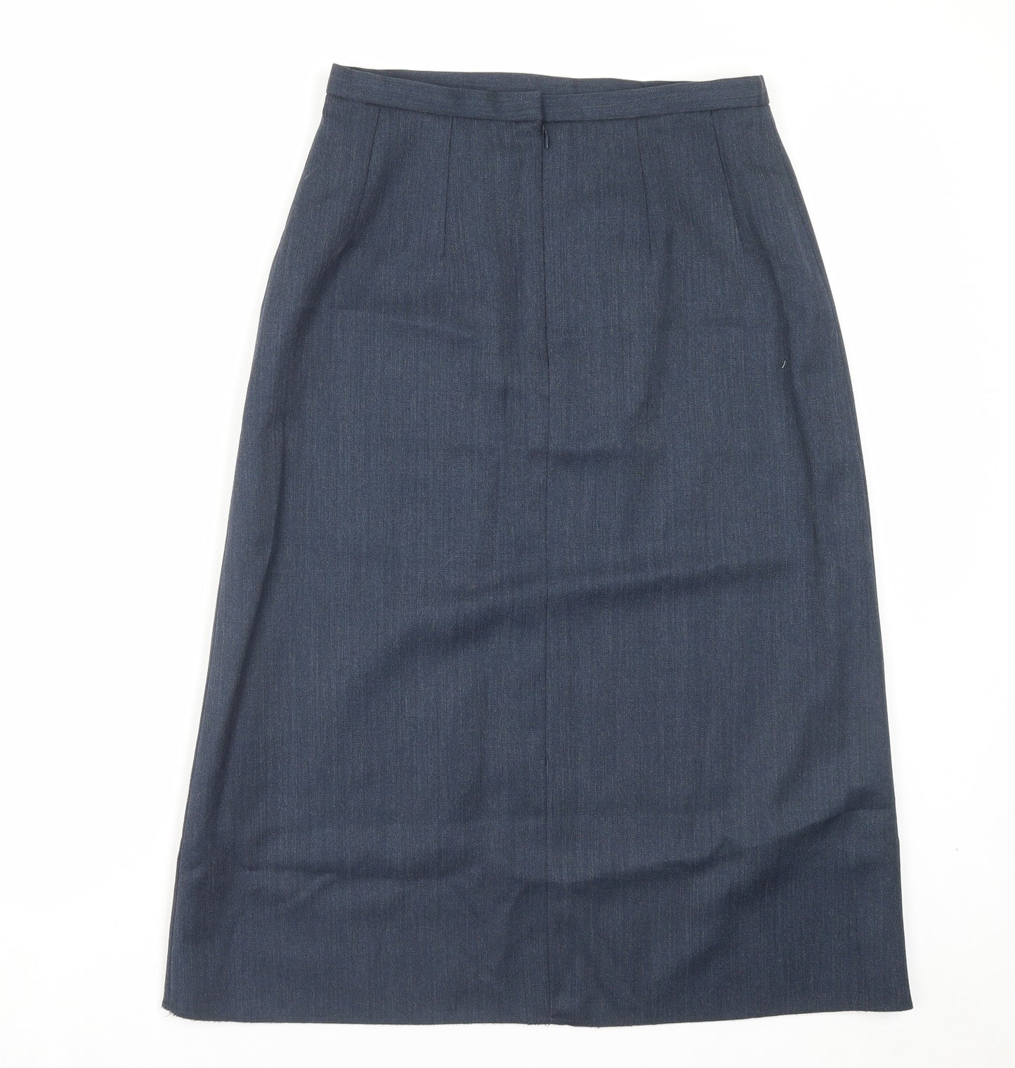 Preworn Womens Blue Wool A-Line Skirt Size 28 in Hook & Eye