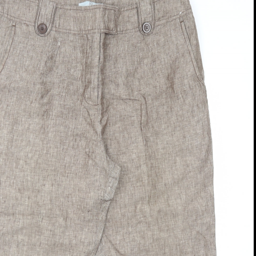 TU Womens Brown Linen Cropped Trousers Size 16 L23 in Regular Hook & Eye