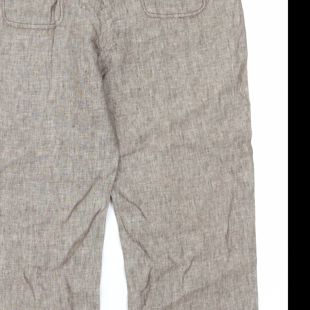TU Womens Brown Linen Cropped Trousers Size 16 L23 in Regular Hook & Eye