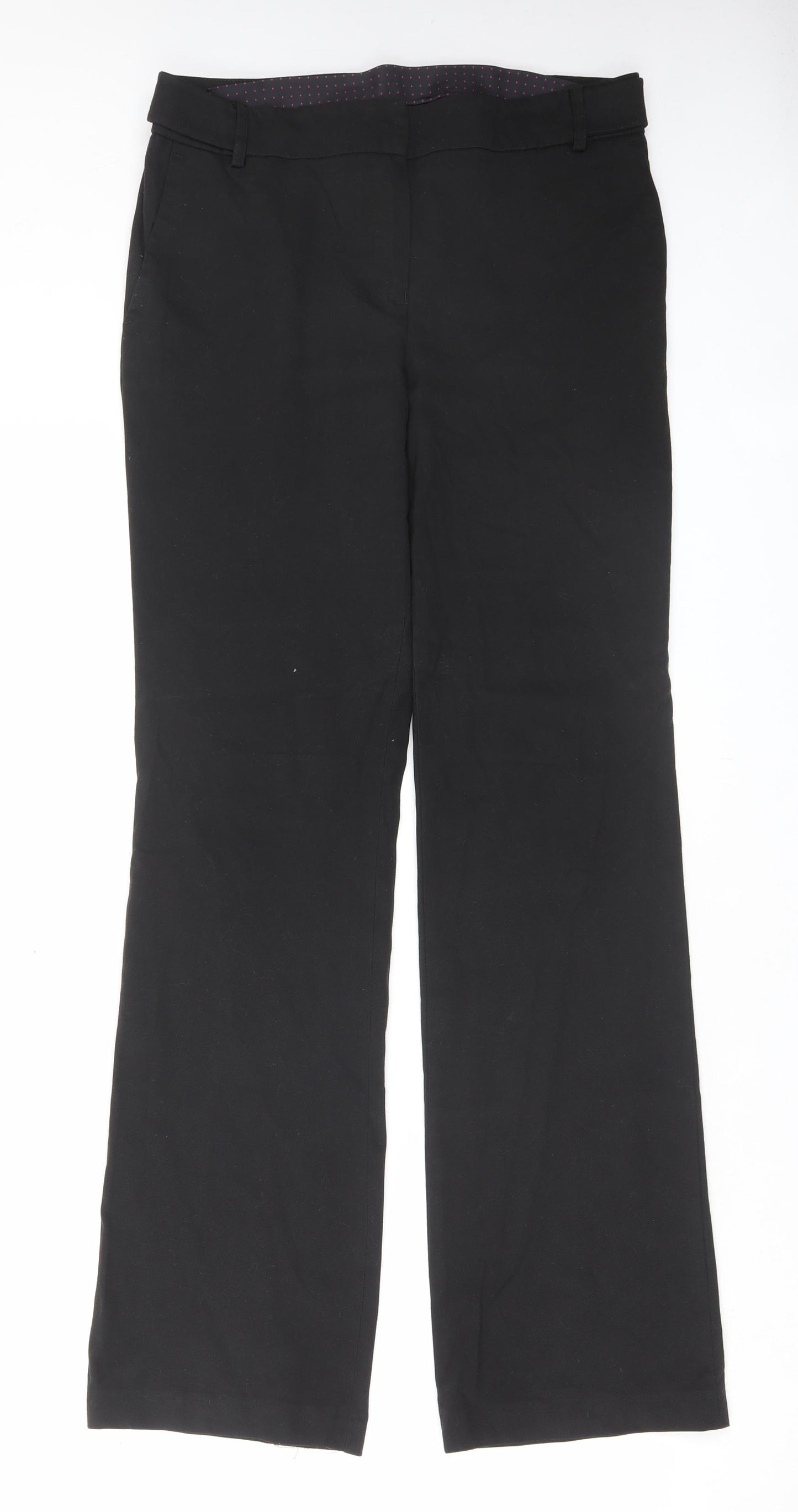 NEXT Womens Black Polyester Trousers Size 10 L33 in Regular Hook & Eye