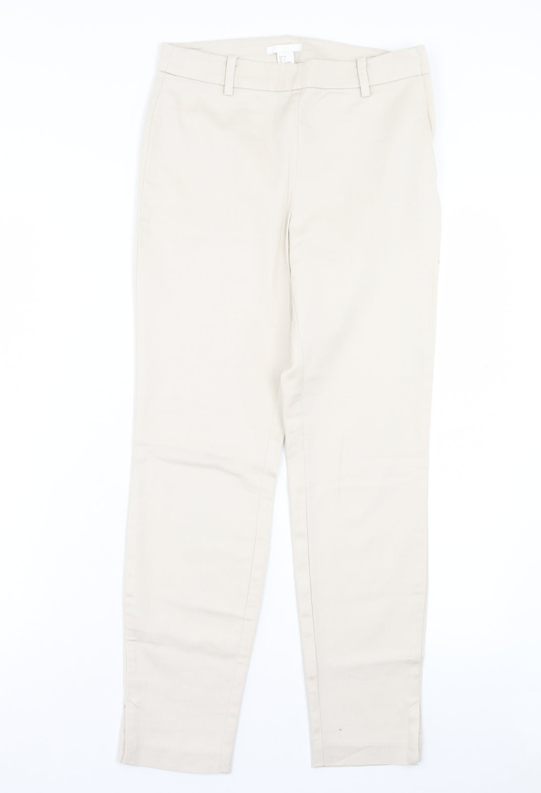 H&M Womens Beige Cotton Trousers Size 8 L27 in Regular Zip