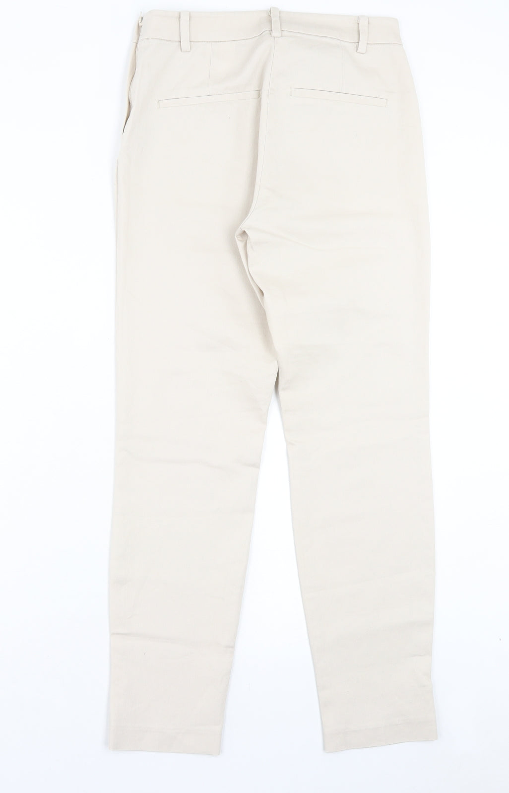 H&M Womens Beige Cotton Trousers Size 8 L27 in Regular Zip