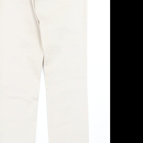 H&M Womens Beige Cotton Trousers Size 8 L27 in Regular Zip