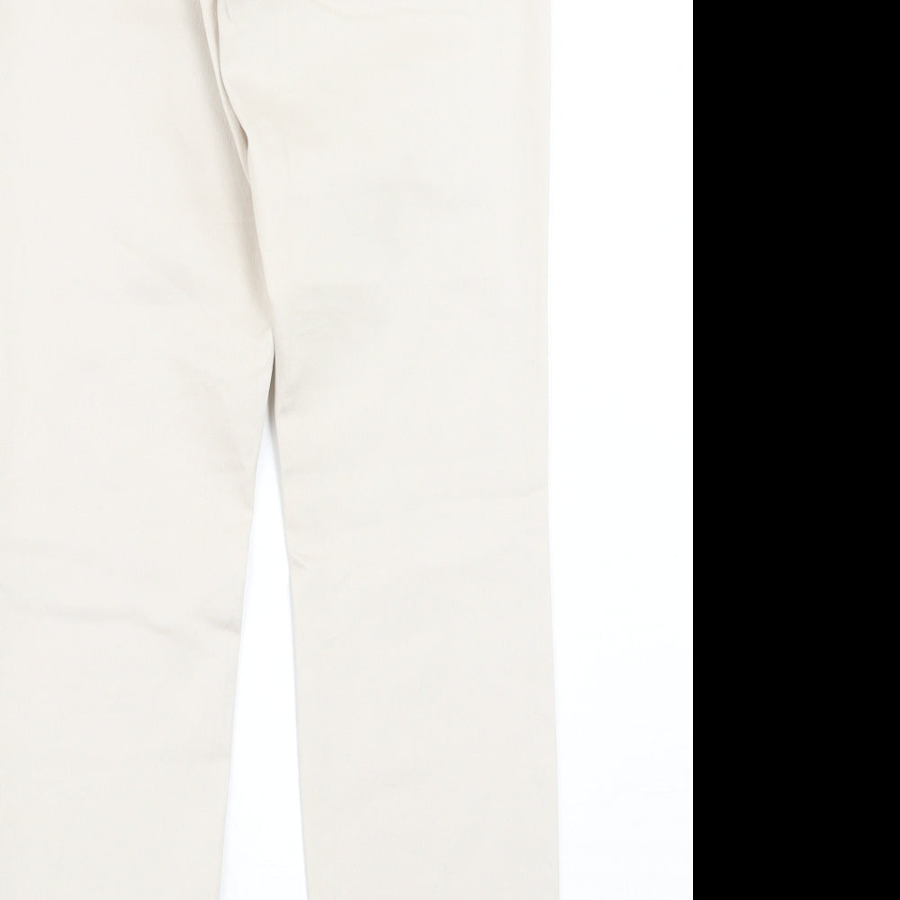 H&M Womens Beige Cotton Trousers Size 8 L27 in Regular Zip