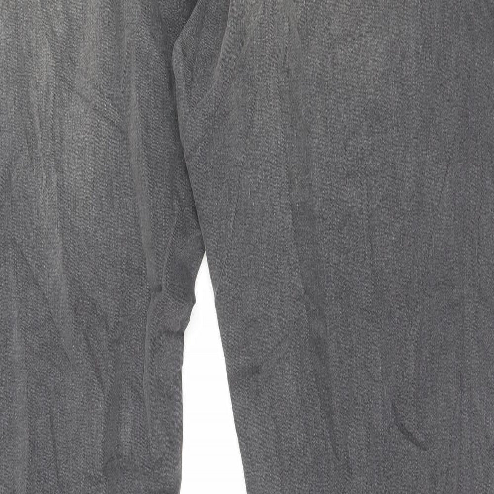 Marks and Spencer Mens Grey Cotton Straight Jeans Size 42 in L31 in Regular Button
