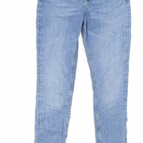 Marks and Spencer Womens Blue Cotton Skinny Jeans Size 8 L29 in Regular Button