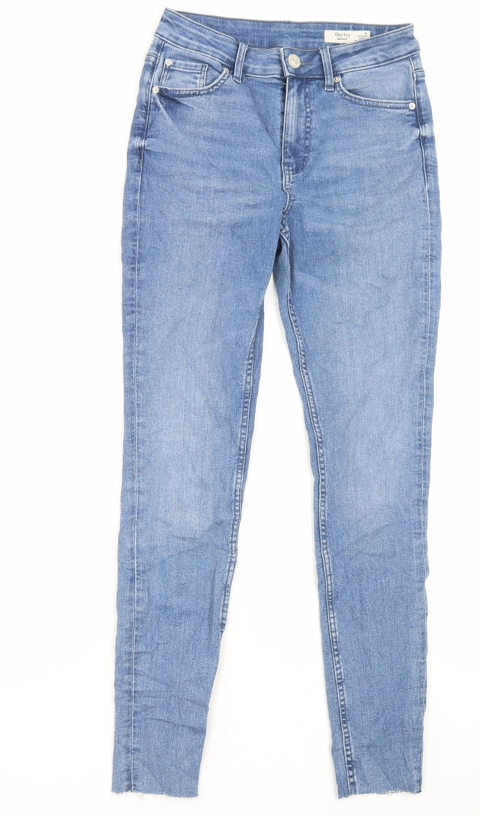 Marks and Spencer Womens Blue Cotton Skinny Jeans Size 8 L29 in Regular Button