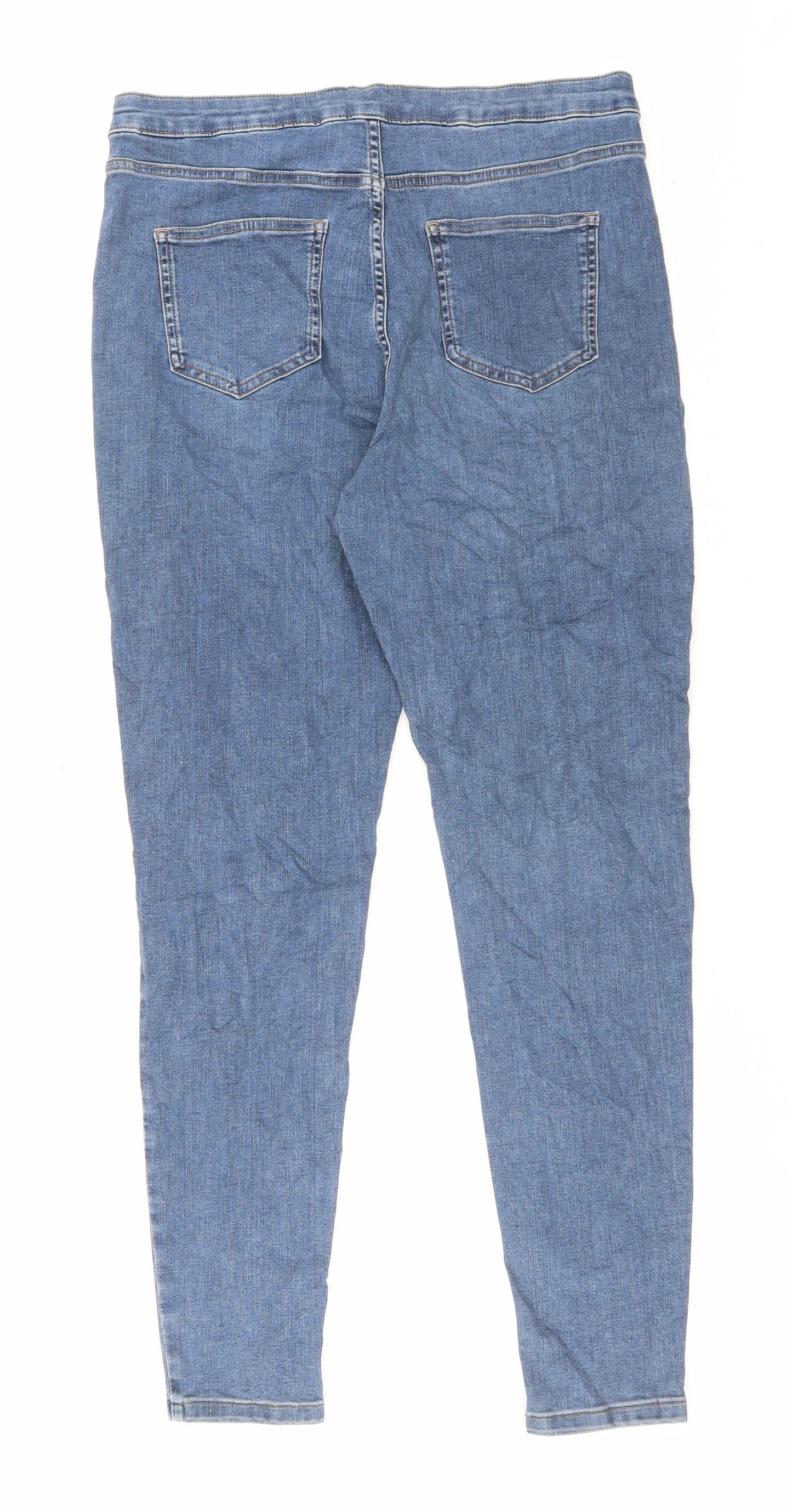 Marks and Spencer Womens Blue Cotton Skinny Jeans Size 16 L30 in Regular Button