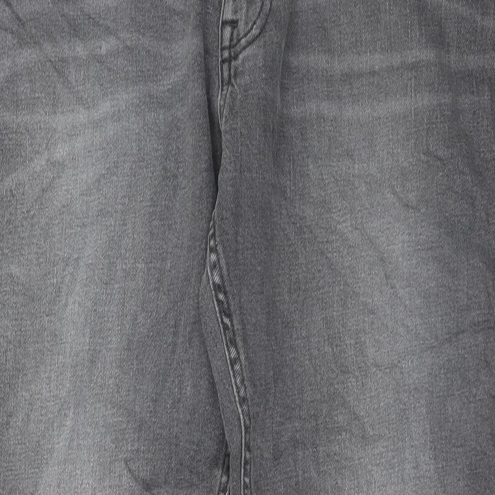 Marks and Spencer Mens Black Cotton Straight Jeans Size 34 in L29 in Regular Button - Short Leg