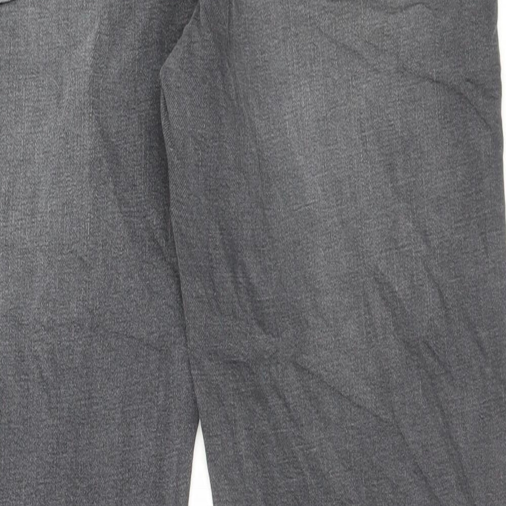 Marks and Spencer Mens Black Cotton Straight Jeans Size 34 in L29 in Regular Button - Short Leg