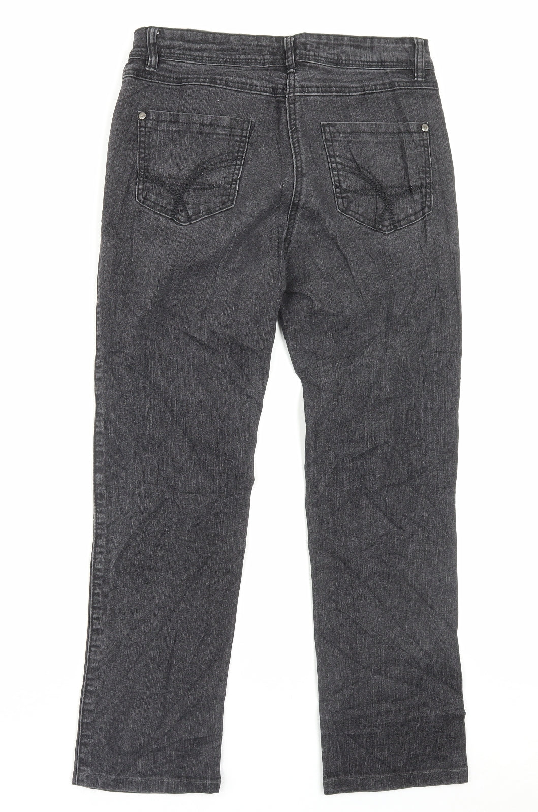 M&Co Womens Black Cotton Straight Jeans Size 10 L26 in Regular Button