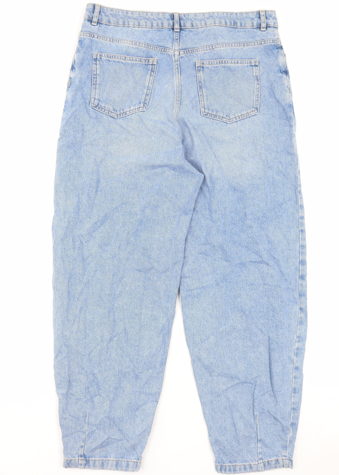 Marks and Spencer Womens Blue Cotton Mom Jeans Size 16 L29 in Regular Button