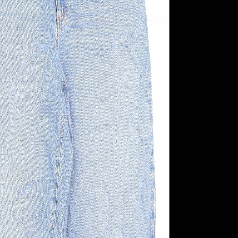 Marks and Spencer Womens Blue Cotton Mom Jeans Size 16 L29 in Regular Button