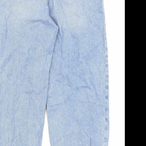 Marks and Spencer Womens Blue Cotton Mom Jeans Size 16 L29 in Regular Button