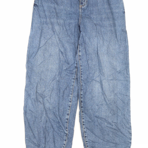Marks and Spencer Womens Blue Cotton Straight Jeans Size 6 L29 in Slim Button