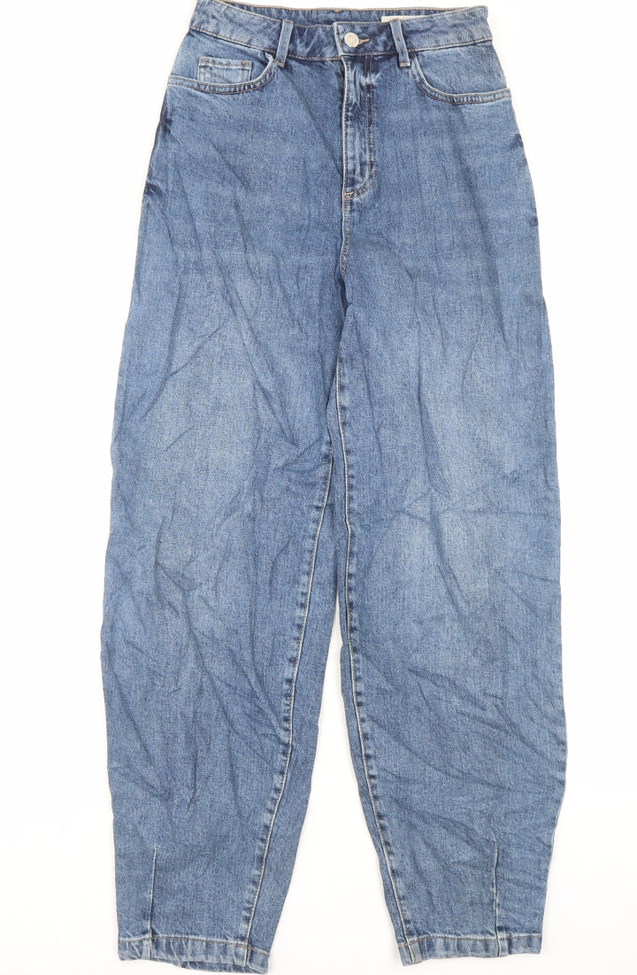Marks and Spencer Womens Blue Cotton Straight Jeans Size 6 L29 in Slim Button