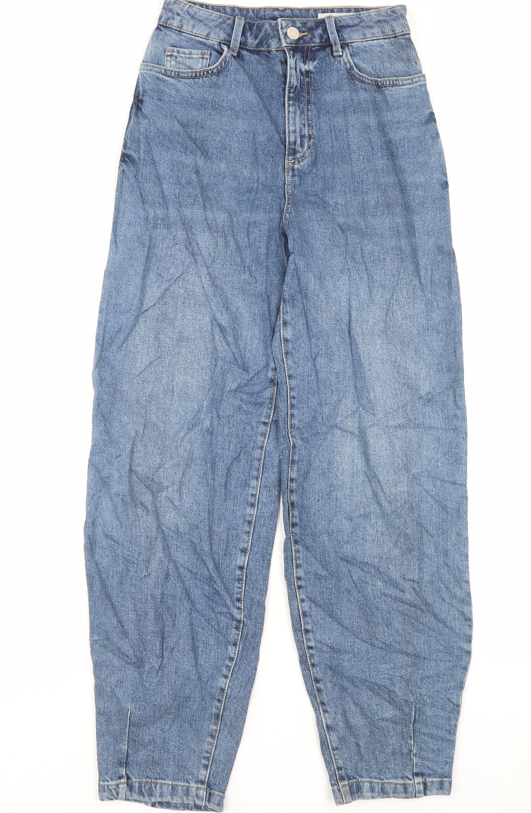 Marks and Spencer Womens Blue Cotton Straight Jeans Size 6 L29 in Slim Button