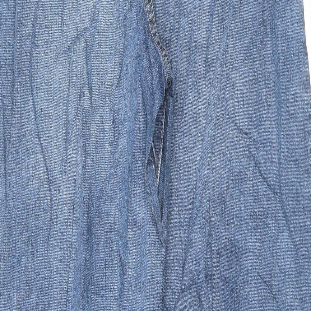 Marks and Spencer Womens Blue Cotton Straight Jeans Size 6 L29 in Slim Button