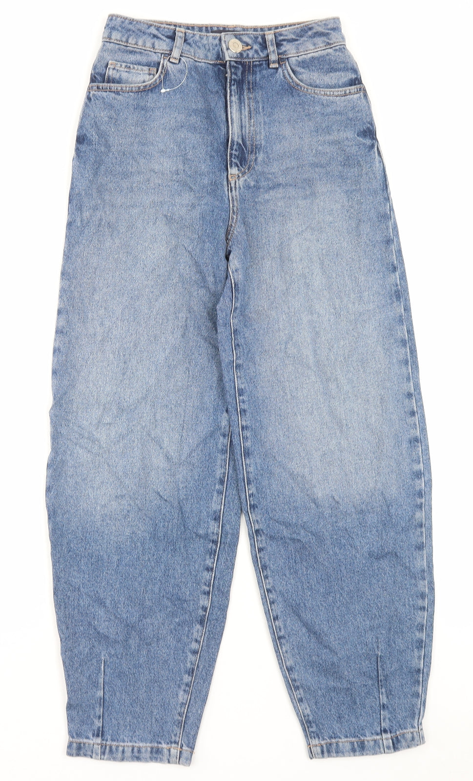 Marks and Spencer Womens Blue Cotton Mom Jeans Size 6 L27 in Regular Button