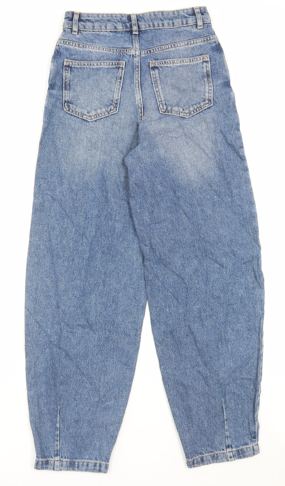 Marks and Spencer Womens Blue Cotton Mom Jeans Size 6 L27 in Regular Button