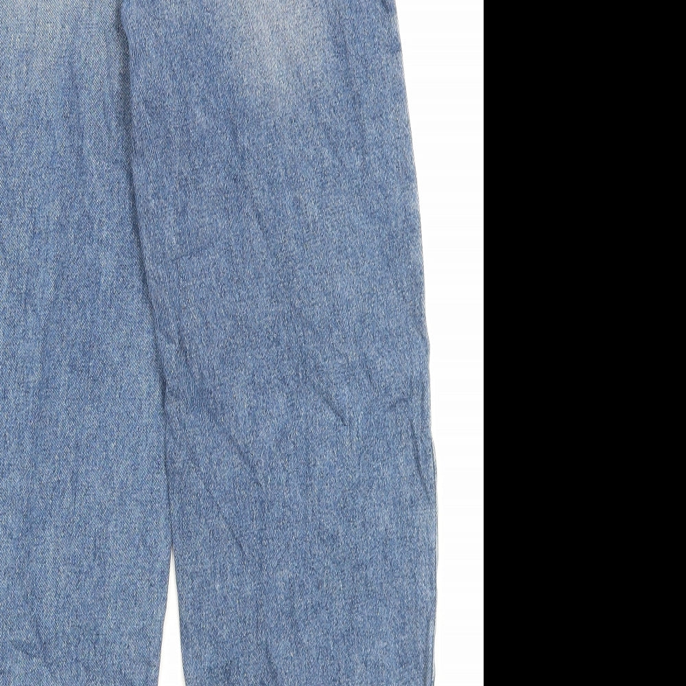 Marks and Spencer Womens Blue Cotton Mom Jeans Size 6 L27 in Regular Button