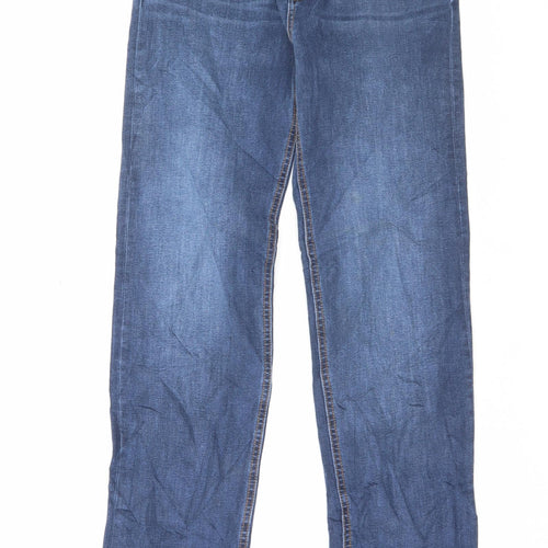 Marks and Spencer Womens Blue Cotton Straight Jeans Size 10 L31 in Regular Button