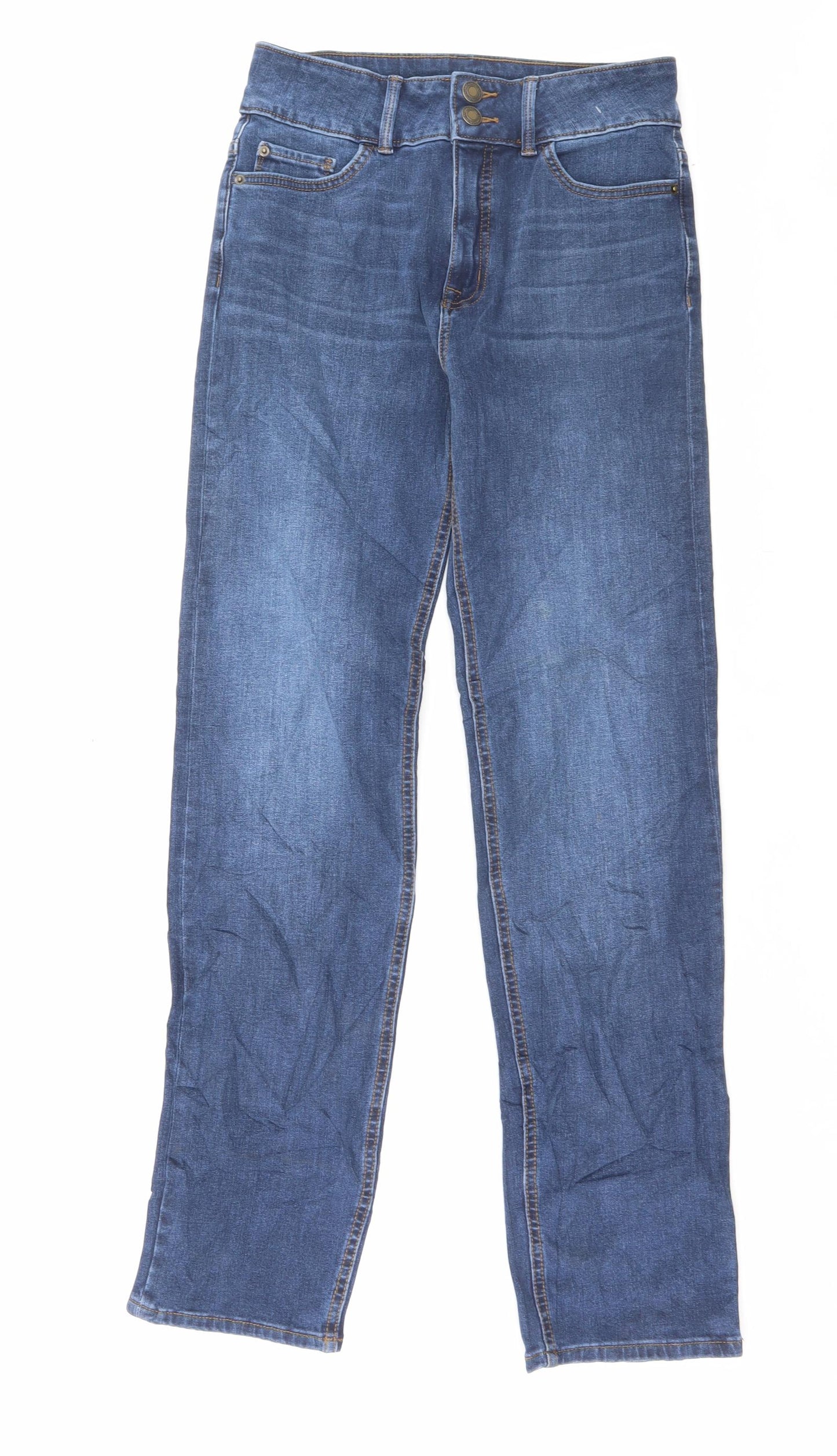 Marks and Spencer Womens Blue Cotton Straight Jeans Size 10 L31 in Regular Button