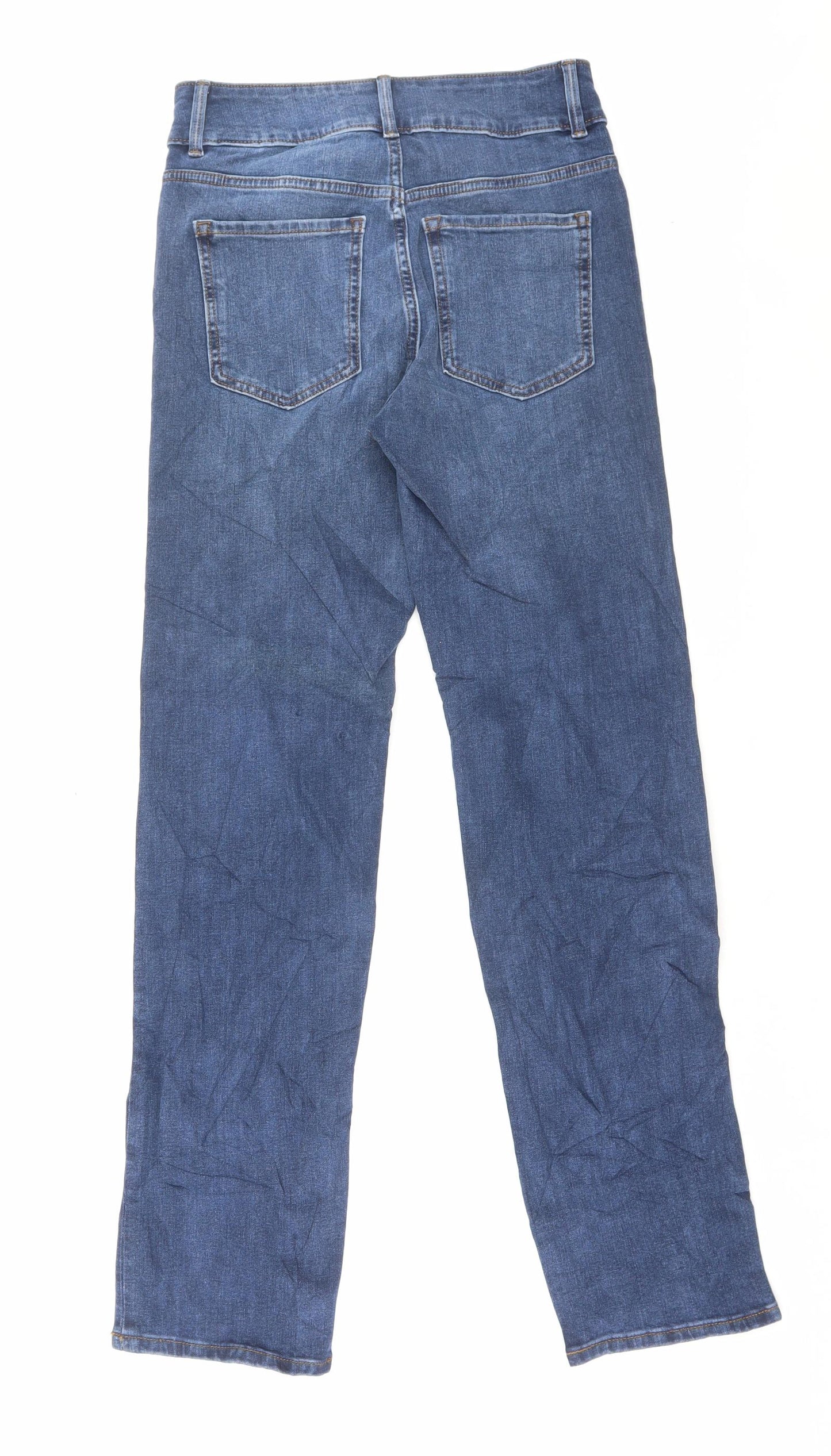 Marks and Spencer Womens Blue Cotton Straight Jeans Size 10 L31 in Regular Button