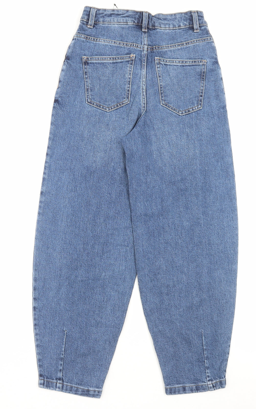 Marks and Spencer Womens Blue Cotton Mom Jeans Size 6 L25 in Slim Button