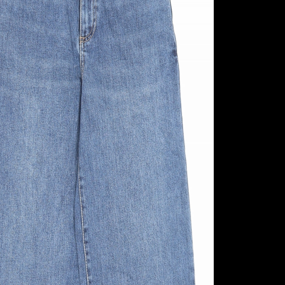 Marks and Spencer Womens Blue Cotton Mom Jeans Size 6 L25 in Slim Button