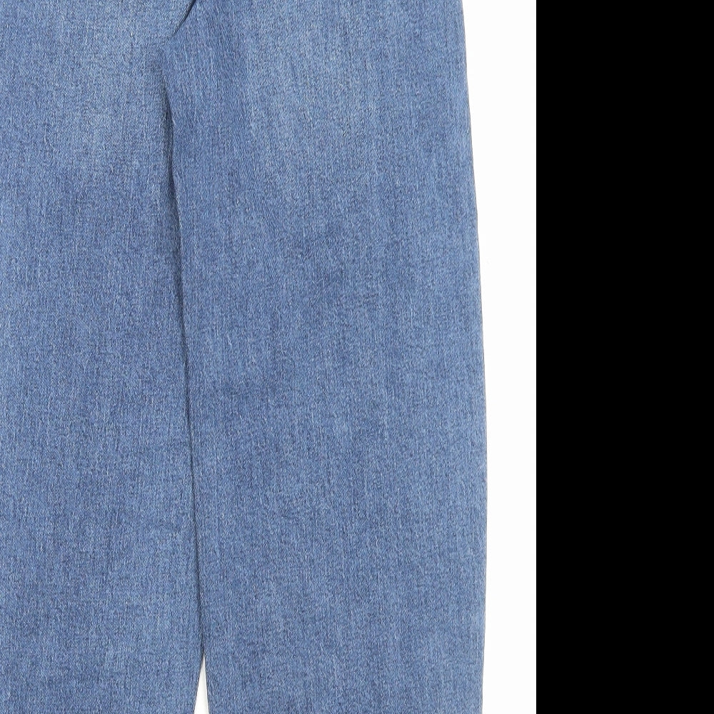 Marks and Spencer Womens Blue Cotton Mom Jeans Size 6 L25 in Slim Button
