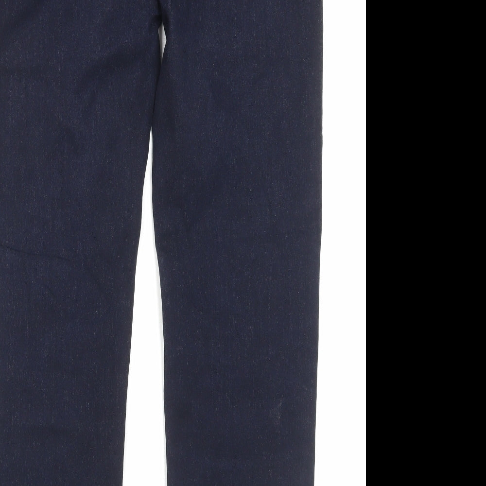 Marks and Spencer Womens Blue Cotton Straight Jeans Size 14 L28 in Regular Button