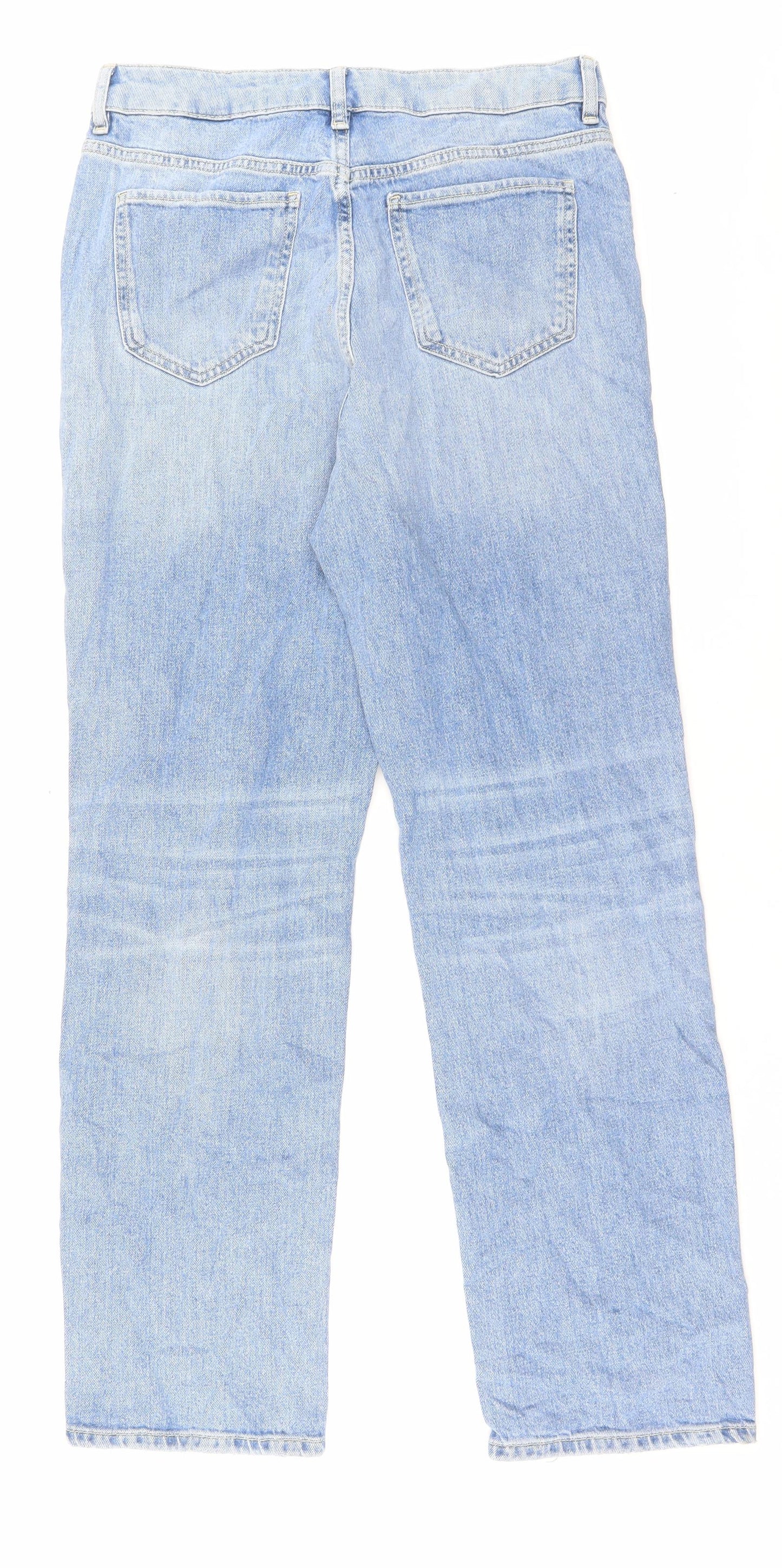 Marks and Spencer Womens Blue Cotton Straight Jeans Size 12 L30 in Regular Button