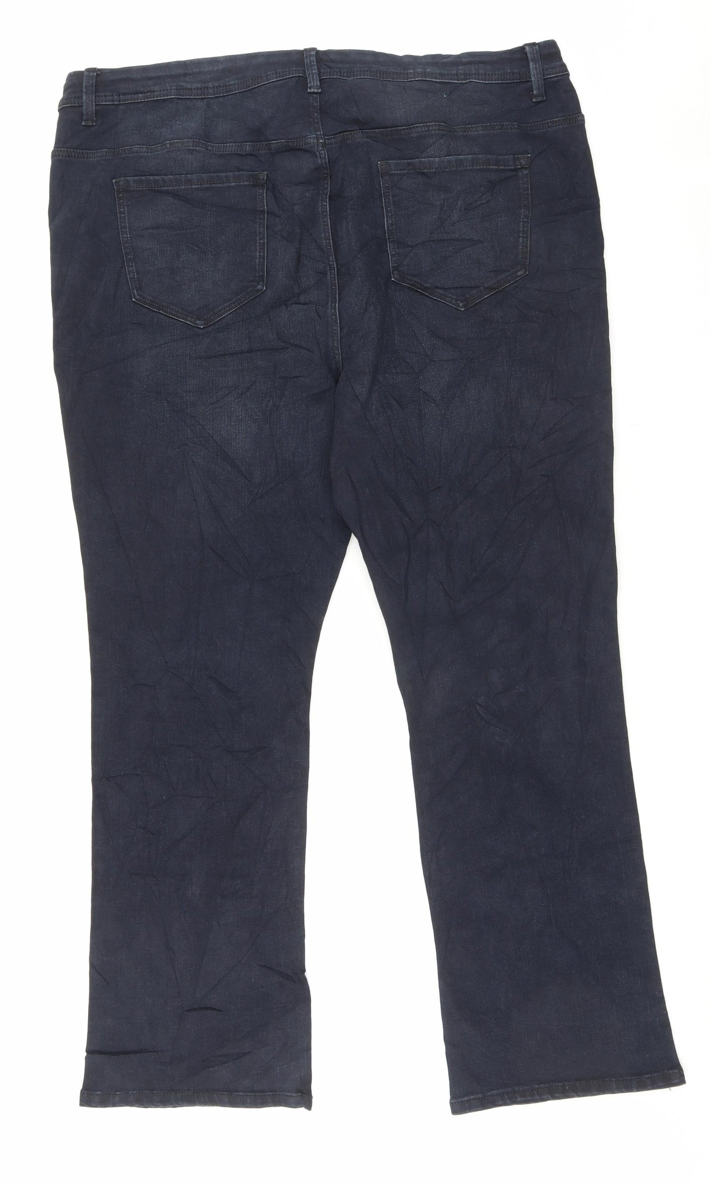 Marks and Spencer Womens Blue Cotton Flared Jeans Size 24 L30 in Slim Button