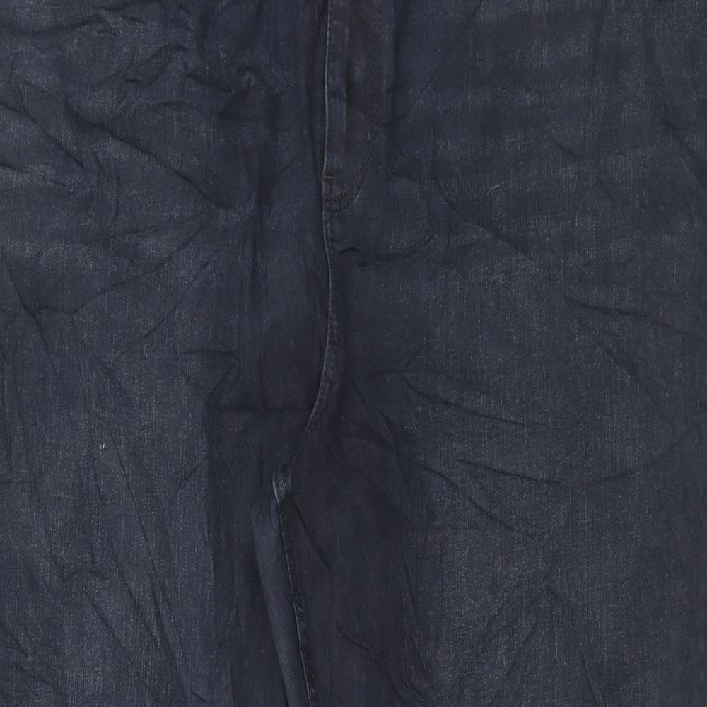 Marks and Spencer Womens Blue Cotton Flared Jeans Size 24 L30 in Slim Button