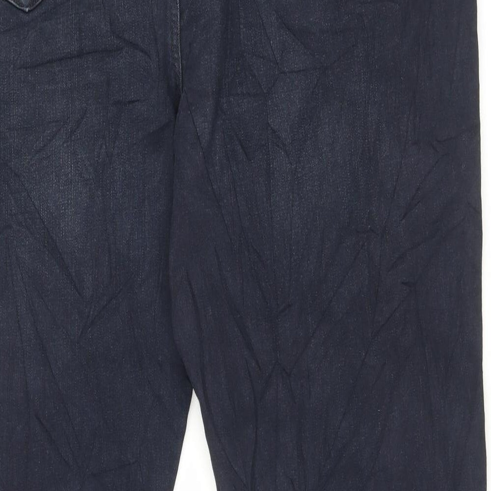 Marks and Spencer Womens Blue Cotton Flared Jeans Size 24 L30 in Slim Button